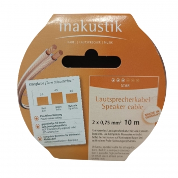 CABLE DE PARLANTES STAR 2X0,75 MM INAKUSTIK ROLLO 10 MT
