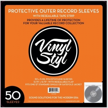 (ACCESORIO) VINYL STYL 12 LP OUTER SLV PE W/FLAP 50CNT CLEAR