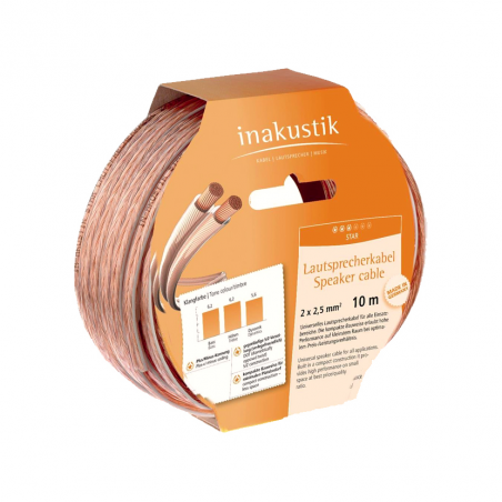 Cable de Parlantes Star 2X2,5 mm Inakustik Rollo 10 mt