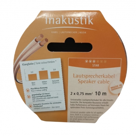 CABLE DE PARLANTES STAR 2X0,75 MM INAKUSTIK ROLLO 10 MT